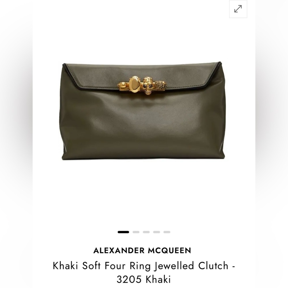 Alexander McQueen khaki soft four ring jewelled clutch - 3205 khaki